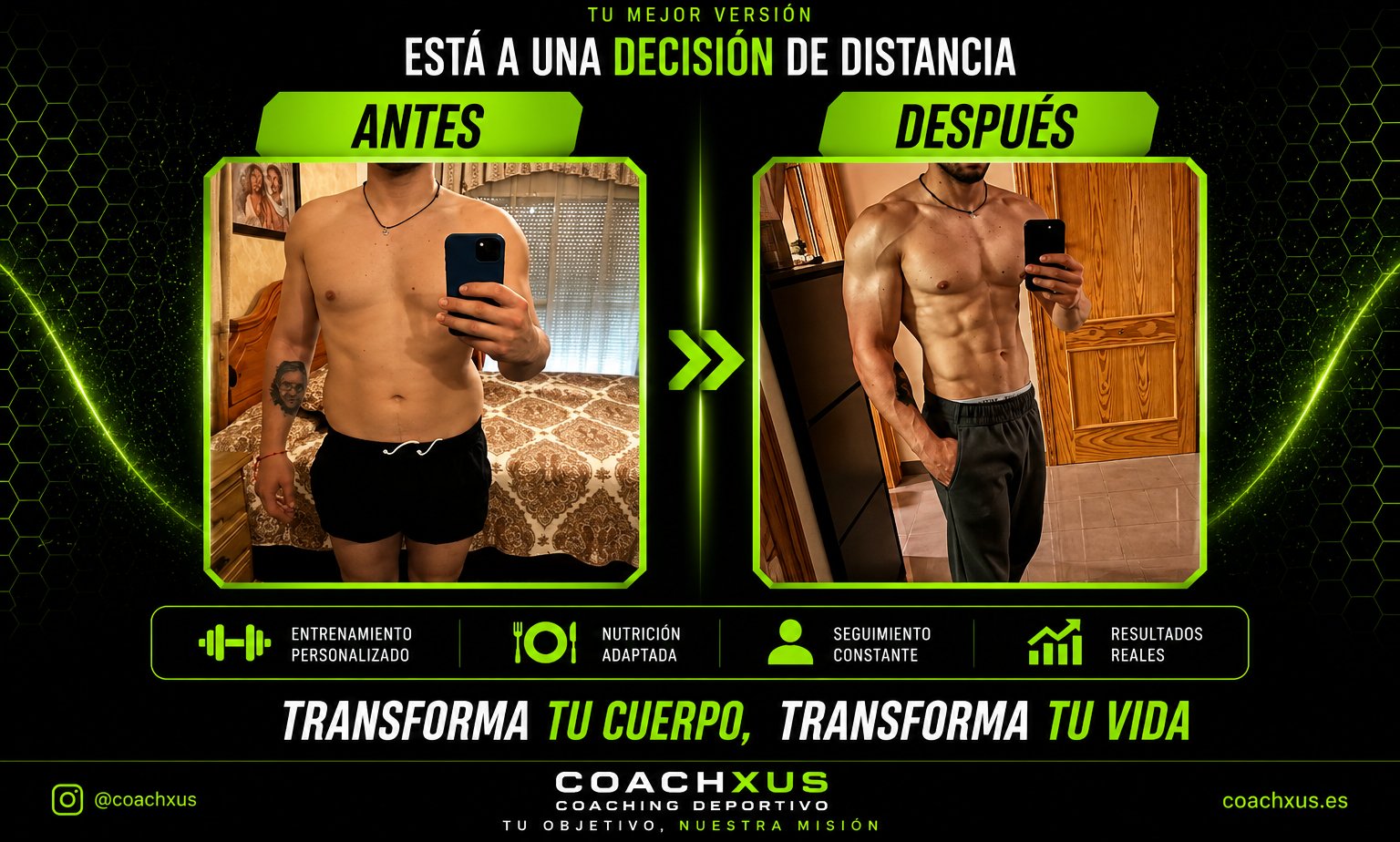 Transformación real — Él, 30s · Recomposición
